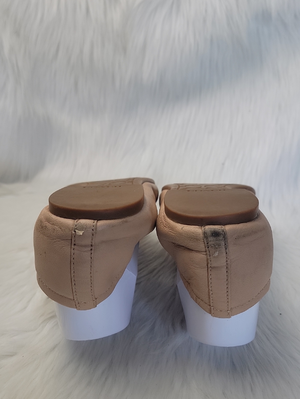COACH Nude Black Cap Toe Designer Ballet Ballerina Slip On Logo Flats 8.5 - Picture 6 of 11
